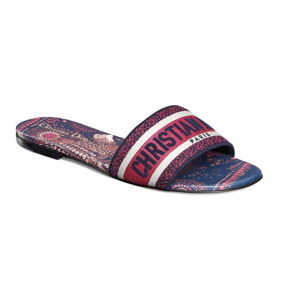 Christian Dior Dway Animals Pink Blue White Logo Slide Mule Flat Sandal 36 - Picture 1 of 12